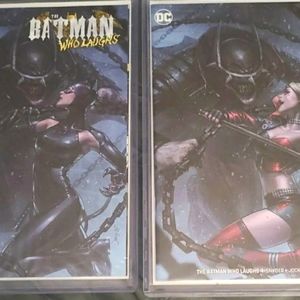 BATMAN WHO LAUGHS COVER A & B HARLEY & CATWOMAN
